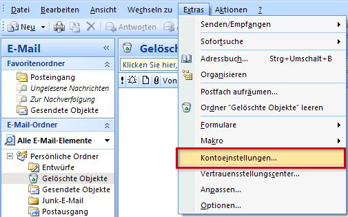 Extras > E-Mail-Konten...
