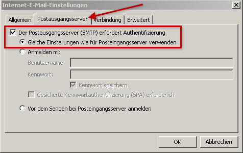 Internet-E-Mail-Einstellungen