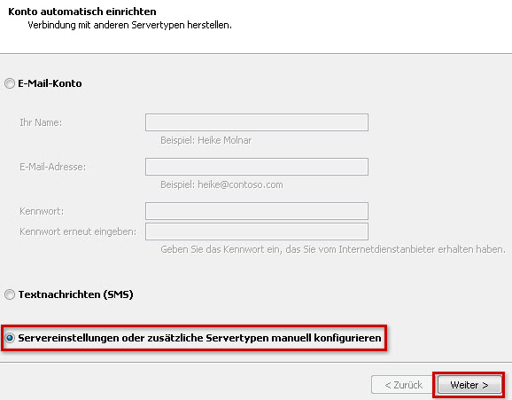 Konto automatisch einrichten