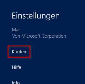 Konten unter Einstellungen auswählen