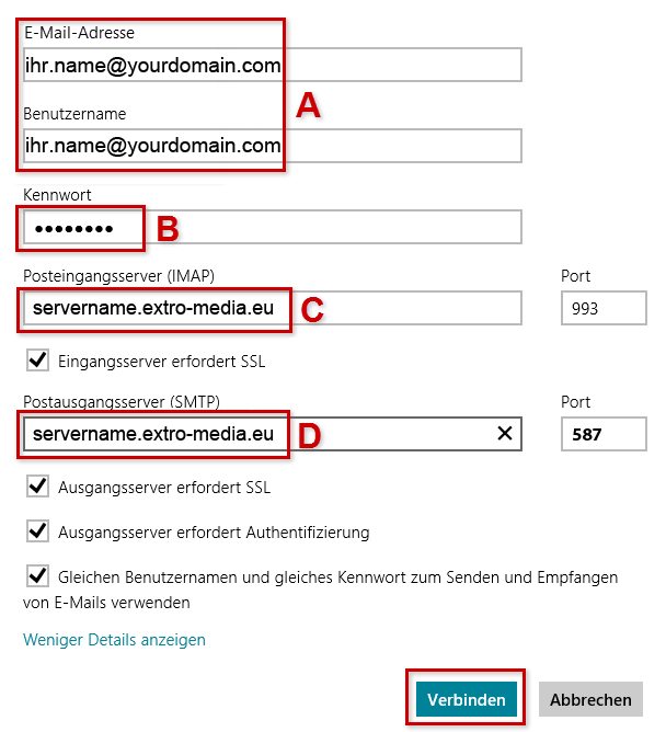 Kontoangaben ausfüllen